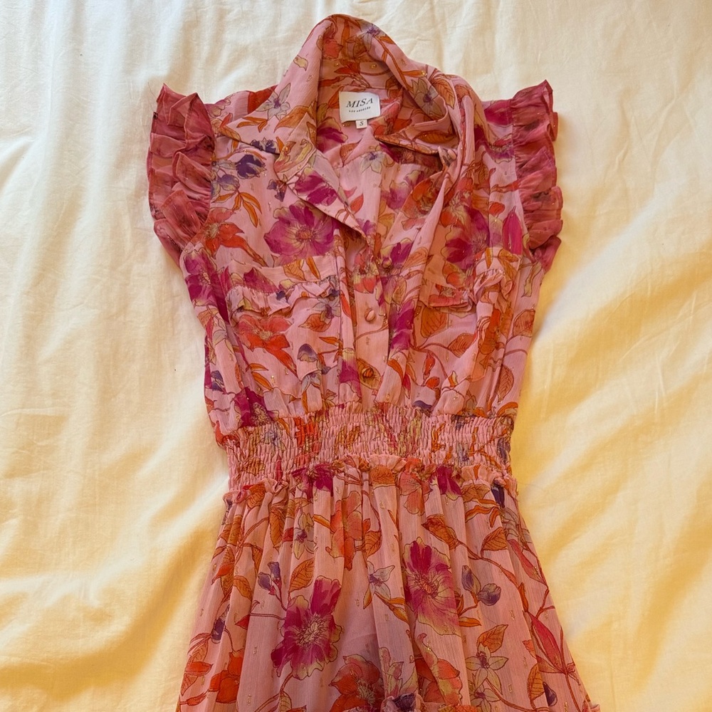 Misa long Floral Pink Sleeveless Dress